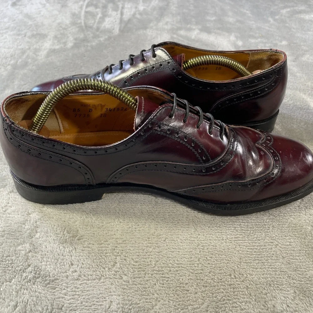 Cole Haan Dress Shoes Wingtip Oxford Brogue Mens 8.5 Burgundy Leather Office USA